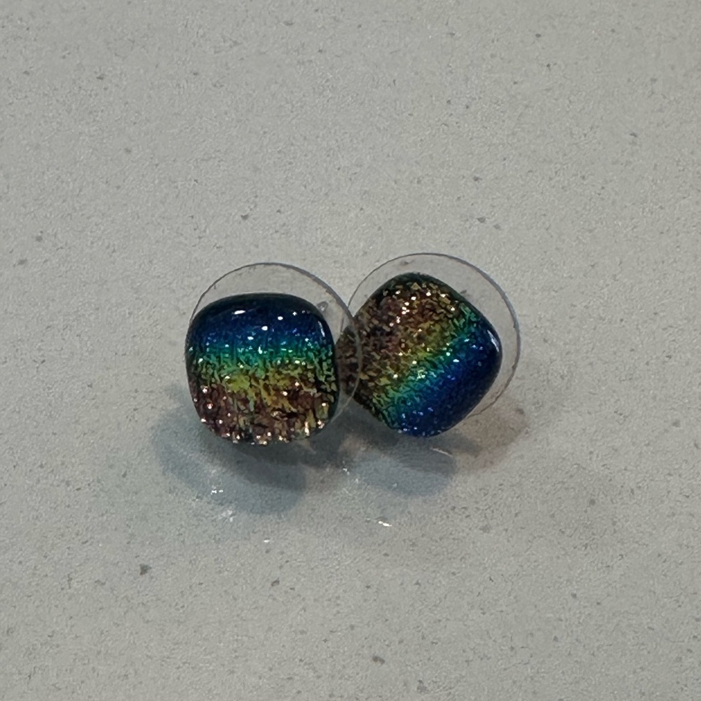 colorful/rainbow glass stud earrings